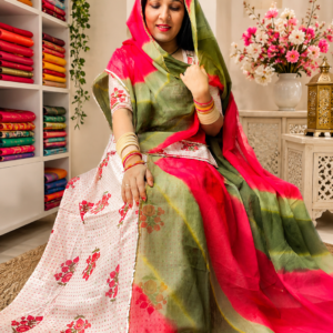 Multicolour Jam Silk Suit With 2.5 Meter Cotton Odhni - Panavi Paridhan