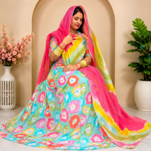 Chiffon Suit with Hand Dye Cotton Odhni – Panavi Paridhan