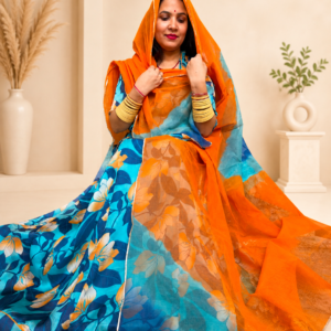 Siffon Satan Fabric Rajputi Suit with Orange Odhni – Panavi Paridhan”