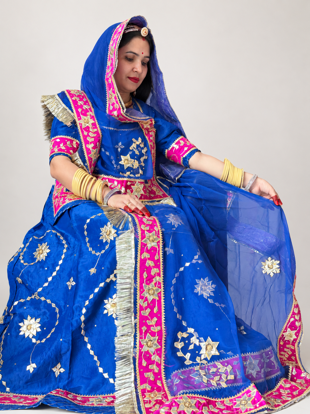 Uppada Fabric Suit with Pure Odhni - Panavi Paridhan