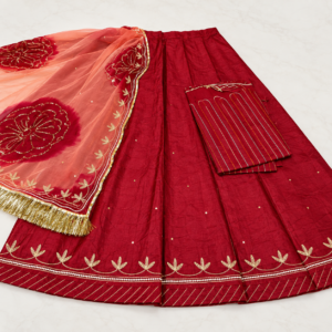 Maroon colour ke liye alt text ye rakho: **Maroon Uppada Fabric Suit with Pure Odhni and Aari Magji – Panavi Paridhan**
