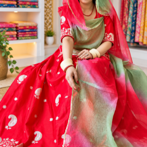 **Alt Text:** Jam Cotton Sequin Work Suit with Doriya Odhni – Panavi Paridhan