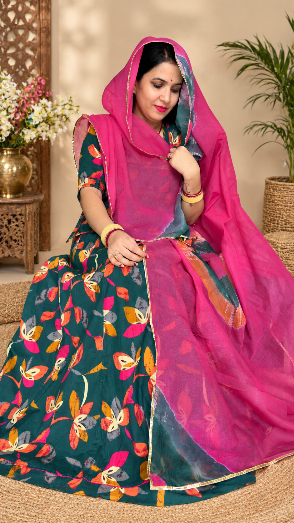 Cotton Suit with Cotton Hand-Dye Odhni – Panavi Paridhan