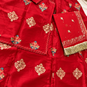 Uppada Fabric Suit with Pure Odhni and Aari Magji – Red Ethnic Wear by Panavi Paridhan